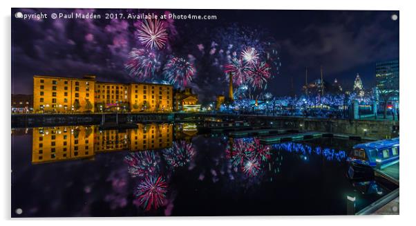 Albert Dock Fireworks Acrylic by Paul Madden