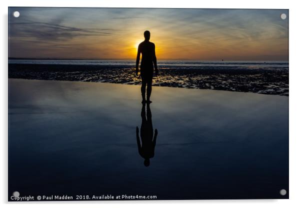 Crosby Beach iron man Acrylic by Paul Madden