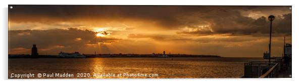 River Mersey Sunset Acrylic by Paul Madden