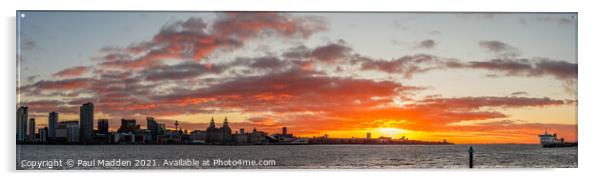 Liverpool Sunrise Panorama Acrylic by Paul Madden