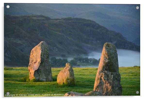 Dawn mist at the Neolithic stones Acrylic by Malcolm Snook