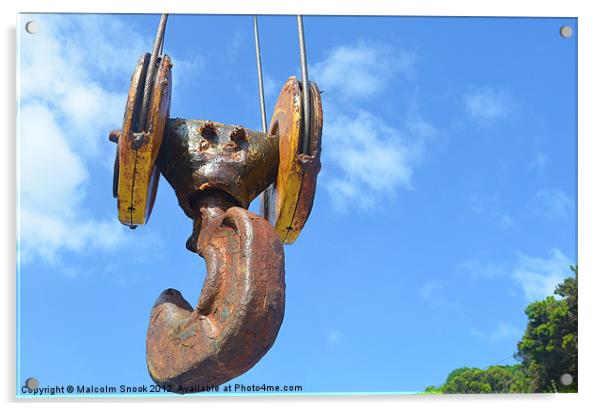 Old crane hook Acrylic by Malcolm Snook