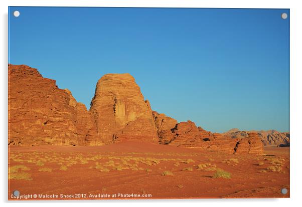 Wadi Rum Rock Formations Acrylic by Malcolm Snook