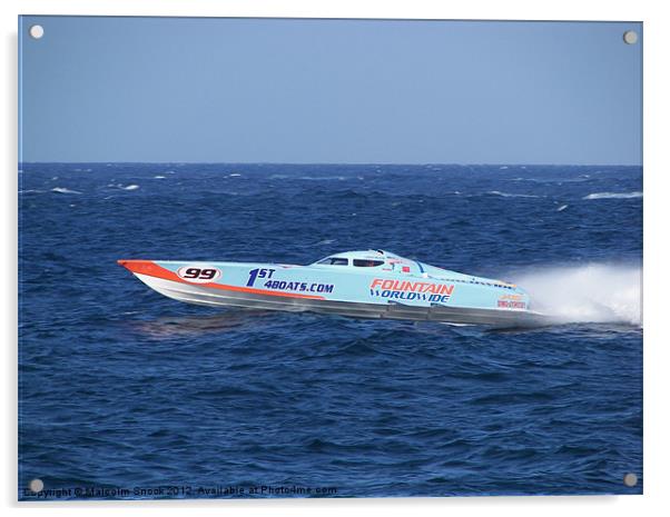 Offshore Powerboat Racing Acrylic by Malcolm Snook