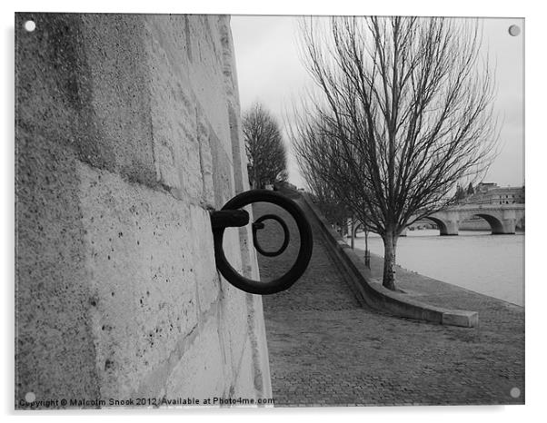 River Seine Mooring Rings Acrylic by Malcolm Snook