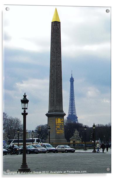 Cleopatras Needle Paris Acrylic by Malcolm Snook