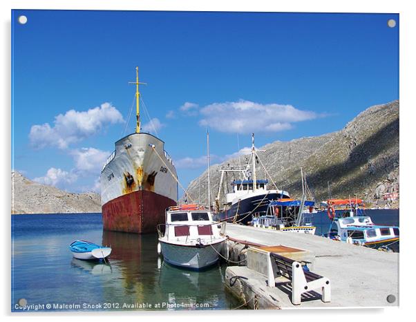 Cargo ship Dafni in Greece Acrylic by Malcolm Snook