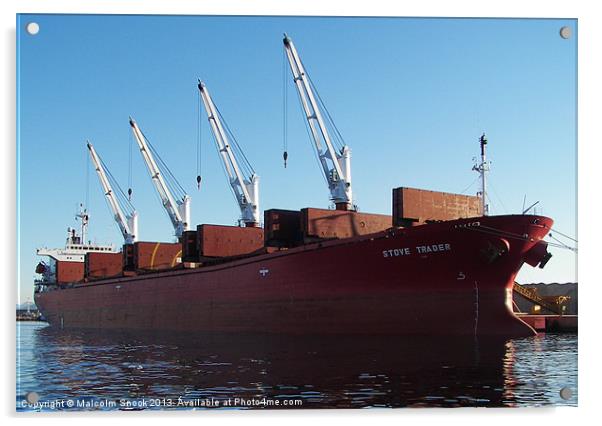 Cargo ship Stove Trader Acrylic by Malcolm Snook