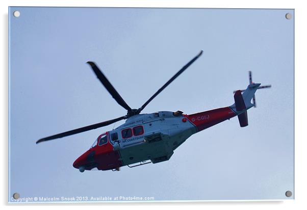 UK Coastguard Helicopter Acrylic by Malcolm Snook