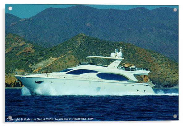 Fast Motor Yacht Acrylic by Malcolm Snook