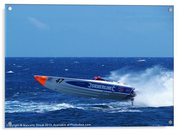 Flying powerboat racer Acrylic by Malcolm Snook