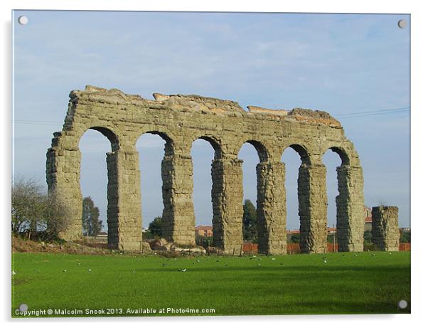 Romes Ancient Aqueduct Acrylic by Malcolm Snook