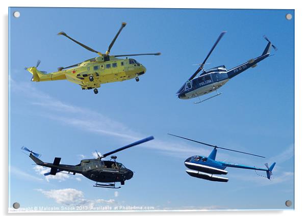 Four Helicopters Acrylic by Malcolm Snook