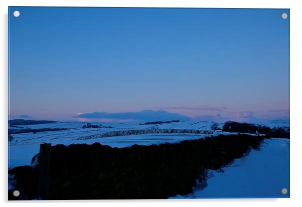  Snowy Dawn In Yorkshire Acrylic by Malcolm Snook