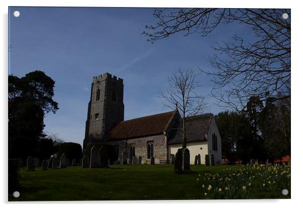 All Saints Church Horsford In Spring  Acrylic by Malcolm Snook