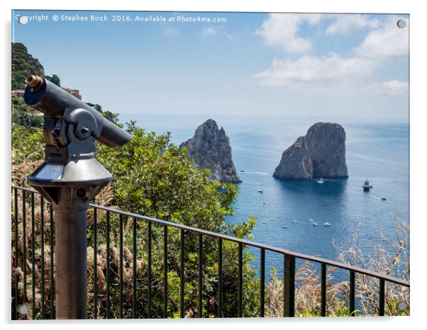 Faraglioni Rocks, Capri Acrylic by Stephen Birch