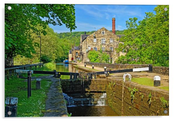 Hebden Bridge Lock & Rochdale Canal Acrylic by Darren Galpin