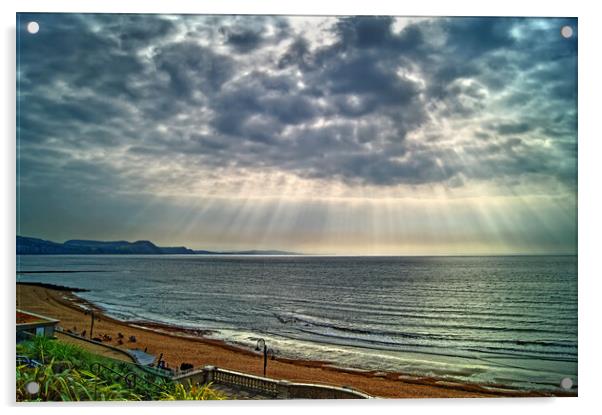 Lyme Bay Sun Rays Acrylic by Darren Galpin