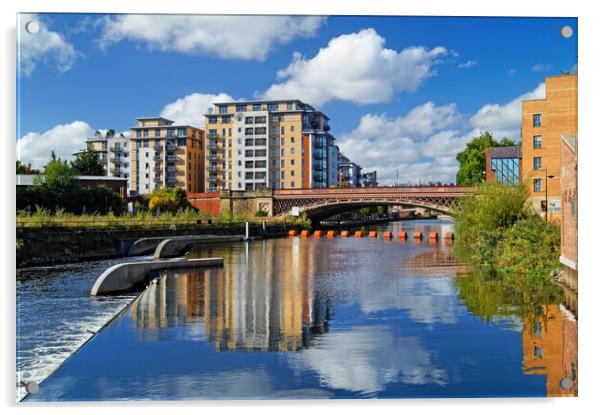 Crown Point Bridge & River Aire in Leeds  Acrylic by Darren Galpin