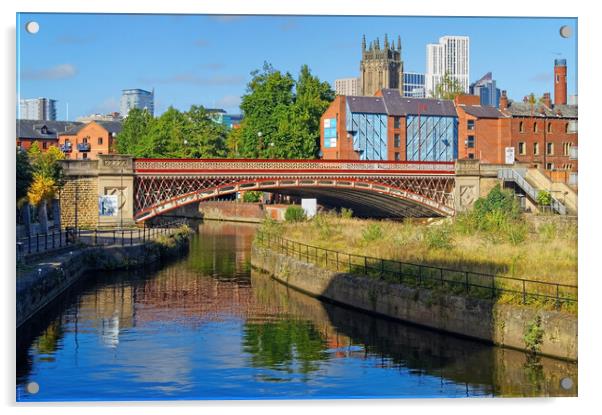 Crown Point Bridge & Leeds Skyline Acrylic by Darren Galpin