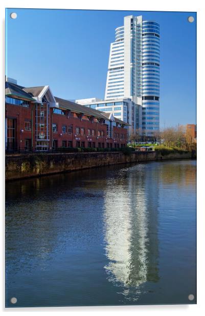 Bridgewater Place and River Aire in Leeds  Acrylic by Darren Galpin