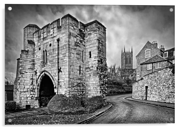 Pottergate Arch and Lincoln Cathedral Acrylic by Darren Galpin