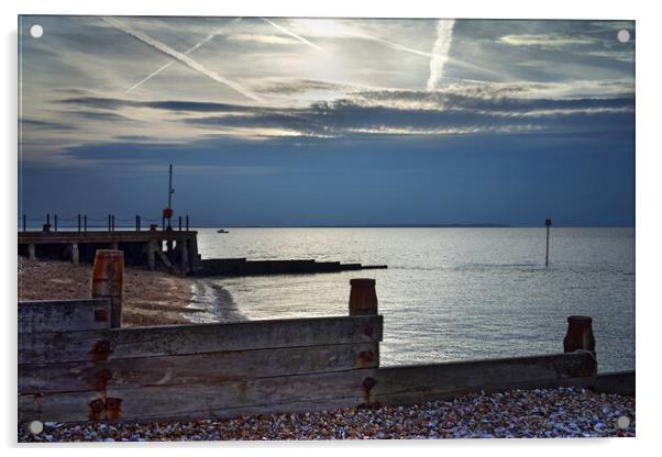 Whitstable Beach Sunset Acrylic by Darren Galpin