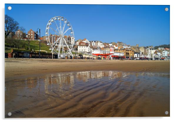 Scarborough Big Wheel and Beach Acrylic by Darren Galpin