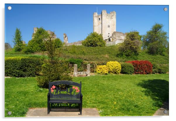 Conisbrough Castle and Coronation Park Acrylic by Darren Galpin