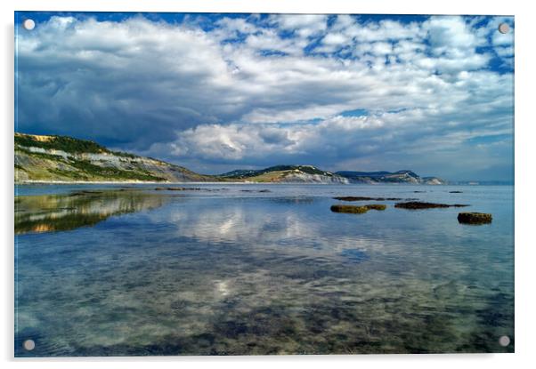 Jurassic Coast and Lyme Bay Reflections Acrylic by Darren Galpin