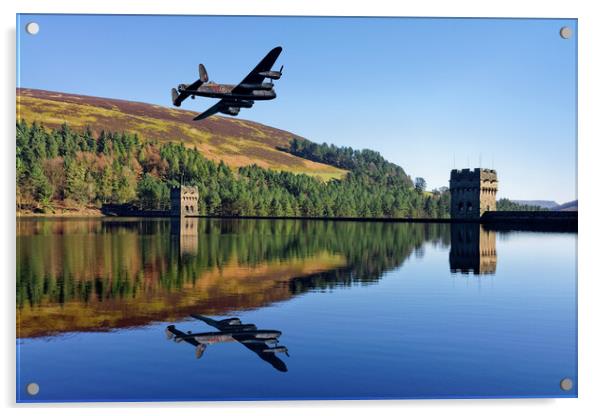 Lancaster Bomber over Derwent Dam Acrylic by Darren Galpin