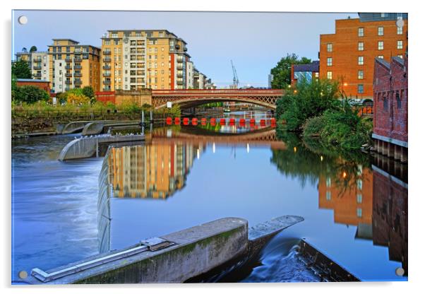 Crown Point Bridge & River Aire in Leeds  Acrylic by Darren Galpin