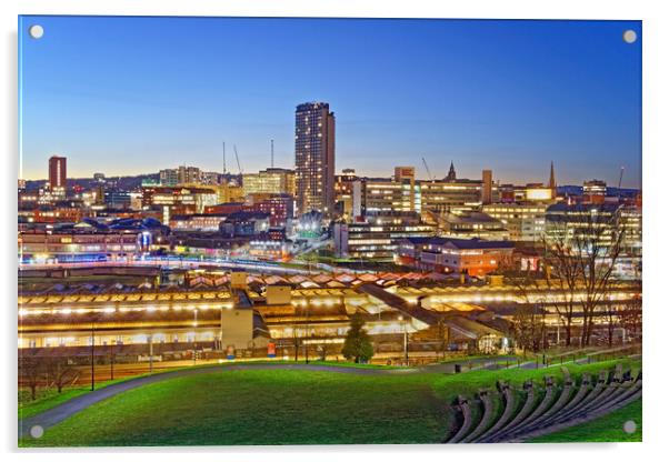 Sheffield Skyline at Dusk Acrylic by Darren Galpin