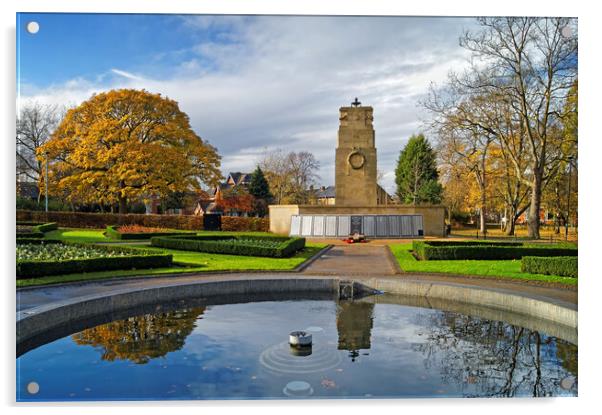 Cenotaph and Gardens, Clifton Park, Rotherham   Acrylic by Darren Galpin