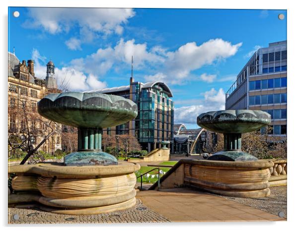 Peace Gardens, Sheffield  Acrylic by Darren Galpin