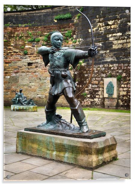 Robin Hood Statue, Nottingham Acrylic by Darren Galpin