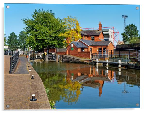 Nottingham Canal and City Ground Acrylic by Darren Galpin
