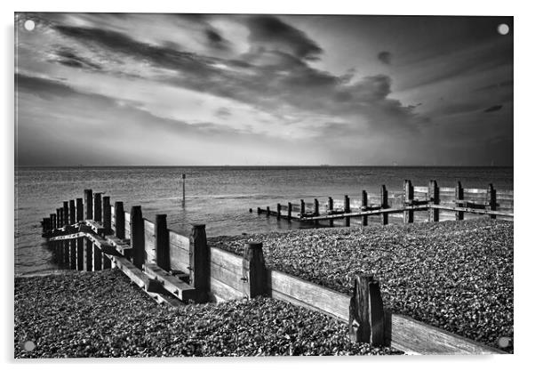 Whitstable Beach Groynes Acrylic by Darren Galpin