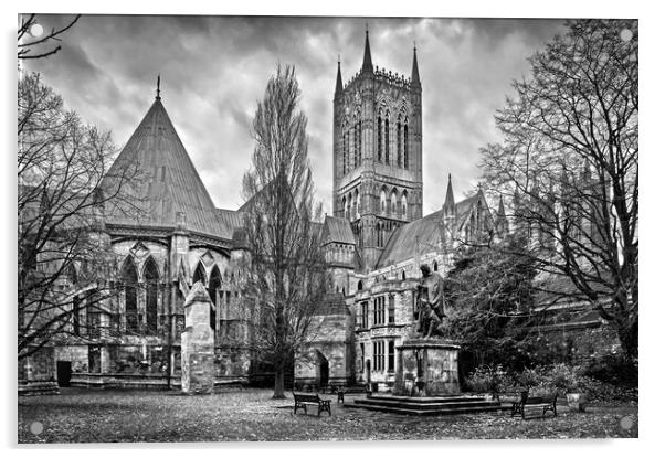 Lincoln Cathedral and Tennyson Statue Acrylic by Darren Galpin