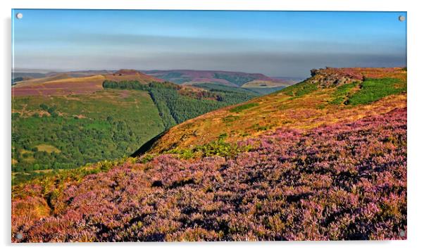 Win Hill and Bamford Edge Acrylic by Darren Galpin