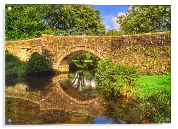 Huckworthy Bridge and River Walkham Acrylic by Darren Galpin