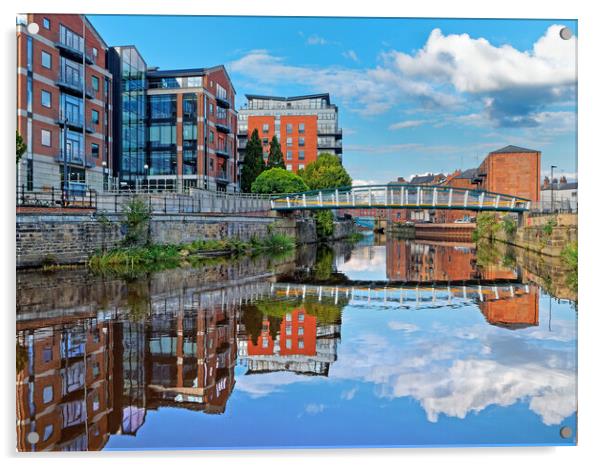 David Oluwale Bridge and River Aire, Leeds   Acrylic by Darren Galpin