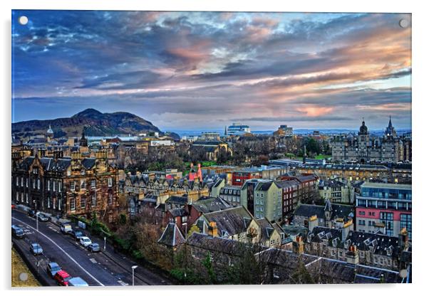Edinburgh Skyline from Castle Esplanade Acrylic by Darren Galpin