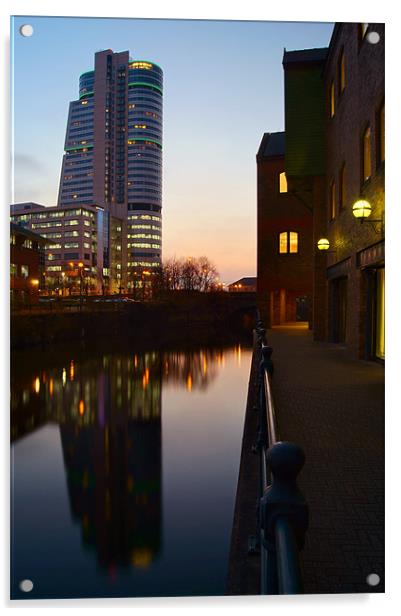 Bridgewater Place & River Aire, Leeds Acrylic by Darren Galpin