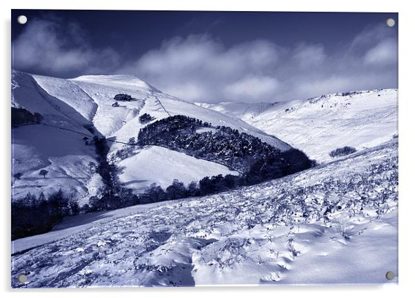Snow covered Valley,Grindsbrook near Edale Acrylic by Darren Galpin