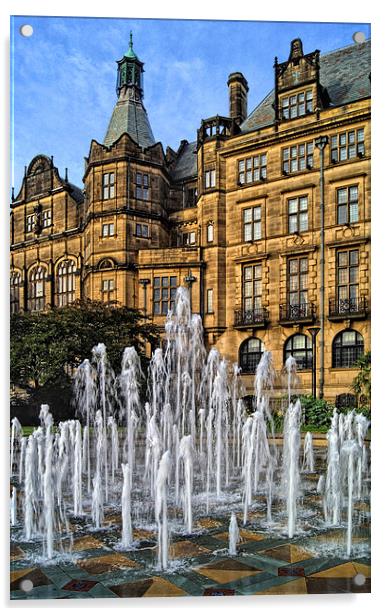 Sheffield Town Hall and Goodwin Fountain  Acrylic by Darren Galpin