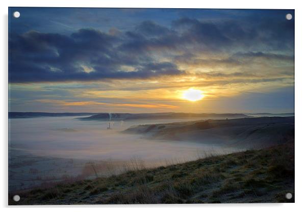 Sunrise over Hope Valley Mist Acrylic by Darren Galpin