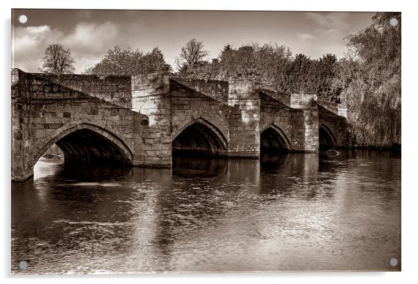 Bakewell Bridge in Sepia  Acrylic by Darren Galpin