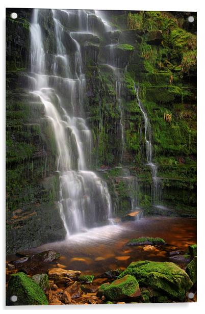 Middle Black Clough Waterfall Acrylic by Darren Galpin