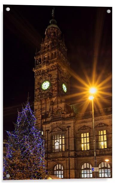 Sheffield Town Hall at Christmas  Acrylic by Darren Galpin